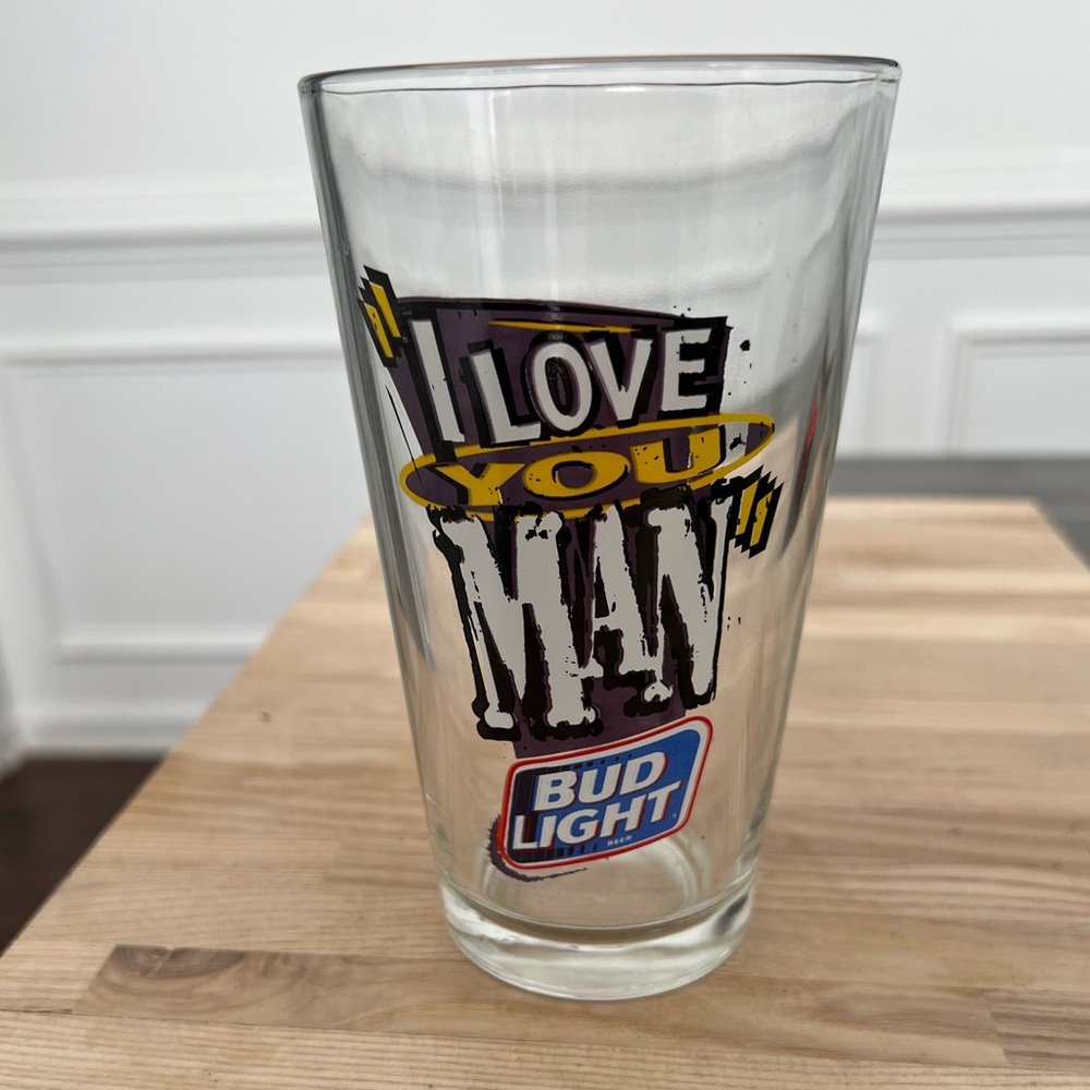 Bud Light I Love You Man Pint Beer Glass Vintage Excellent Condition